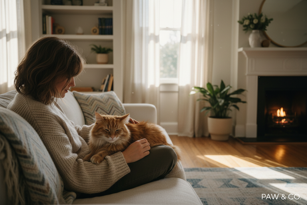 Scène de complicité avec un chat